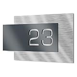 Graviers Design Hausnummernschild aus V2A Edelstahl 200x110mm - Anthrazit Metallic - Wetterfest Rostfrei Individuell anpassbar nach eigener Nummer - Made in Germany