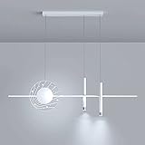 PERTID Kreative lineare Esszimmer-Pendelleuchte, 28-W-LED-Hängeleuchten für die Kücheninsel, goldene lange Hängelampen mit 2 * Strahlern, moderne, minimalistische Wohnzimmer-Kronleuchter