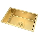 Küchenspülen Küchenspüle Aus Edelstahl Mit Großem Fassungsvermögen Goldwaschbecken Der Hotelrestaurantbar Siphonspüle Mit Ablaufkorb Eingelassenes Waschbecken Einfach Zu Säubern (Color : Gold, S : 6