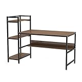 Dripex Holz Schreibtisch mit Ablage Computertisch, PC-Tisch Bürotisch Officetisch Stabile Konstruktion Tisch für Home Office (136cm Braun)