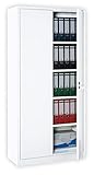 Weißer Flügeltürenschrank komplett montiert Metallschrank abschließbar Lagerschrank Aktenschrank 4 Fachböden 530347 weiß 1950 x 920 x 420 mm