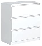 meble masztalerz Kommode Weiss Matt mit 3 Schubladen 70 cm, Sideboard Wohnzimmer, Kommode Schlafzimmer H: 78,5 cm, B: 70 cm, T: 39 cm Kommode mit Schubladen, Schubladenschrank