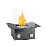 NEWIMAGE Tisch-Feuerschale Topf 20 cm H Tragbarer Tischkamin Sauber Brennender Bio-Ethanol-Kamin ohne Abzug für Innen- und Außenbereich Terrasse Partys Veranstaltungen (Schwarz)