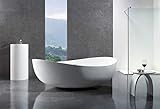 Freistehende Badewanne aus Mineralguss WAVE STONE weiß - 180 x 110 cm - Wählbar in Matt oder Hochglanz, Ausführung:Glänzend