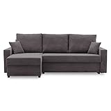 Ecksofa Aikido I 233x90 - mit schlaffunktion - Farben zur Auswahl - modernen Eckcouch - mit Bettkasten - Moderner Cordstoff - Stoff POSO (POSO 022)