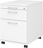 bümö® Rollcontainer Office abschließbar mit Hängeregistratur & Bügelgriffen in weiß