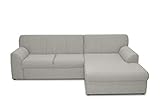 DOMO Collection Ecksofa Topper | moderne Couch in L-Form | kleine Polsterecke mit Schlaffunktion | Silber, 245x155x78 cm