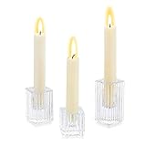 Romadedi Glas Kerzenhalter Kerzenständer Stabkerzen - 3er Set Kerzen Ständer für Kerzen für Hochzeit Weihnachten Advent Tischdeko Wohnzimmer Modern Deko