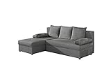 Ecksofa mit Schlaffunktion mit Bettkasten Couch L-Form Polstergarnitur Wohnlandschaft Polstersofa mit Ottomane Couchgranitur - ARON (Hellgrau (Sawana 21), Ecksofa Links)