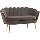 HOMCOM 2-Sitzer Stoffsofa Zweisitzer Loungesofa mit weichen und großzügigen Kissen Polstersofa Sitzmöbel Polstermöbel Designsofa elegant Samt Polyester Grau 133 x 63 x 75 cm