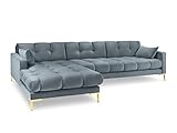 MICADONI - Ecksofa Gauche Mamaia - 5 Sitzplätze - Velours - Hellblau