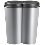 Deuba Mülleimer 50 L Duo 2fach Trennsystem 2x25L Druckknopf-Automatik Küche Abfalleimer Müllbehälter Mülltrennung Silber