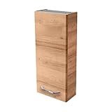 FACKELMANN Milano Hängeschrank mit Tür – Badezimmerschrank hängend mit 2 Einlegeböden fürs Badezimmer (30 cm x 68 cm x 15,4 cm) – Wandschrank in Holz braun