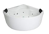 Whirlpool Badewanne Verona Basic MADE IN GERMANY 135 x 135 x 66,5 cm Ausführung rund mit 13 Massage Düsen + LED Beleuchtung Eckwanne rechts links Eckbadewanne (Mit Viega Trio Befüllung über Überlauf)