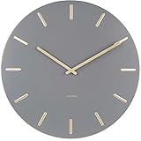 Karlsson KA5716GY - Charm Wanduhr Ø 45 cm - Tiefe 3,5 cm Grey/grau - Goldfarbene Ziffern