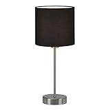 BRILONER Leuchten - Tischleuchte, Tischlampe, Nachttischleuchte, Nachttischlampe, Schreibtischlampe, 1x E14, inkl. Kabelschalter, Stoffschirm, Schwarz, 160x385mm (DxH), 7002-015