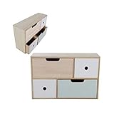 DRULINE Schreibtisch Organizer mit 4 Schubladen Schubladenbox Holz Kommode Holz Schmuckkästchen Holz Mini Kommode mit Schubladen Aufbewahrungsschrank klein Schmuckkiste Holz Schubladenkommode