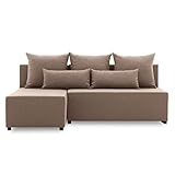 Ecksofa NOBU mit schlaffunktion - Funktionelles Design - Auswahl an Farben - Bettkasten - Rückenkissen - dekorative Kissen (LUX 02)