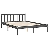 Tidyard Massivholzbett mit Kopfteil Bettgestell Bett Holzbett Bettrahmen Lattenrost Schlafzimmerbett Schlafzimmermöbel Hotelbett Designerbett Seniorenbett Jugendbett 140 x 190 cm (B x L) Grau