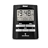 MEBUS Digitaler Funk-Wecker mit Temperaturanzeige, Zwei Weckzeiten und Kalender, Funkuhr/ Material: Kunststoff / Farbe: Schwarz / Modell: 51500, 10,5 x 6,7 x 4 cm