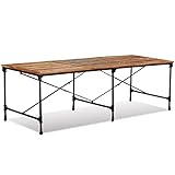 Esstisch mit Rollen Schreibtisch Stehtisch Tresentisch Küchentisch Partytisch, Tischplatte - Recyclingholz, Tischbeine - Pulverbeschichteter Stahl, 240x90x76 cm