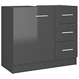 vidaXL Waschbeckenunterschrank Waschtisch Unterschrank Badmöbel Badschrank Badezimmerschrank Badezimmer Hochglanz-Grau 63x30x54cm Holzwerkstoff