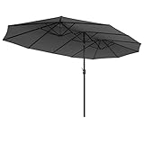 SONGMICS Doppelsonnenschirm 460 x 270 cm, extra großer Sonnenschirm, Gartenschirm, UV-Schutz bis UPF 50+, Terrassenschirm, mit Kurbel, Markt, Garten, Balkon, Outdoor, ohne Ständer, grau GPU36GY