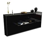 Stil.Zeit Sideboard Olaf - Korpus anthrazit matt - Front Hochglanz Schwarz (180x79x35cm) Push-to-Open Technik & Leichtlaufschienen