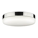 Licht-Erlebnisse Deckenleuchte rund Ø 32 cm 2-flammig E27 blendarm Chrom Weiß Metall Glas Deckenlampe Badezimmer Badlampe