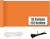 MENGH Balkon Sichtschutz Ohne Bohren Wind- und UV-Schutz,160g/m², Mit Montagezubehör, 100% Polyester, für Balkongeländer, Terrasse & Garten - Orange 90x1300cm