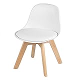 WOLTU KST005ws Kindermöbel - Kinderstuhl mit Holzbeinen Sitzhöhe 33cm, Stabile Kinder Stühle mit Rückenlehne für Kinderzimmer, PP+PU (Weiß)