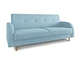 Schlafsofa Kelso - Sofa mit Bettkasten und Schlaffunktion, Bettsofa, Schlafcouch mit Holzfüße, Couch vom Hersteller, Couchgarnitur (Blau (Twist 17))