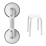RIDDER Rob Sauggriff, Reisesauggriff, ABS (Acrylnitril-Butadien-Styrol), weiß, ca. 33,5x12,5x7 cm & Assistent A00603101 Bad-Hocker rund, Rundhocker, Hocker höhenverstellbar, weiß, ca. Ø 34x35-53 cm