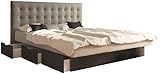SuMa - Wasserbett dual 180x220 mit 6 Schubkästen im Sockel schwarz und Kopfteil Nuevo, Farbe lightgrey 180x220 cm
