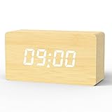 aboveClock Digitaler Wecker USB Aufladbarer Wecker Digital Uhr Tischuhr mit Dimmbarem LED-Display, 3 Alarmen, Snooze, Lautstärke Einstellbar, Wochenend und Sprachaktivierter Modus【Weiß】