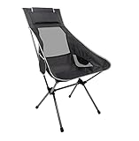 Klappbarer Campingstuhl Outdoor-Campingstuhl Mit Hoher Rückenlehne, Tragbarer Klappsitz Mit Mesh-Rückenlehne, Camping-Angelhocker Mit Gestepptem Kissen Reisestuhl Faltstuhl Anglerstuhl ( Color : Nero