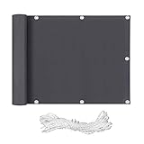 AufuN Balkon Sichtschutz 600x90 cm PVC Balkonsichtschutz Balkonbespannung Balkonverkleidung - mit Ösen und Kordel - Windschutz Witterungsbeständig für den Gartenzaun - 0,9 x 6 m, Anthrazit