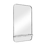 HMANGE Vintage Silber Badezimmerspiegel mit Regal, Kosmetikspiegel mit Regalen, rechteckiger Metall-Wandspiegel für Badezimmer, Wohnzimmer, Eingangsbereich, 50,8 x 85,1 cm