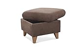 CAVADORE Hocker Lotta / Skandinavischer Stauraumhocker als Beistellhocker oder Fußhocker / 58 x 47 x 58 / Webstoff Paris Taupe Quadratisch