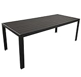 KMH Alu-Gartentisch schwarz der Serie TUCO - Tisch 205cmx90cm - stabil und höhenregulierbar - pflegeleichter Universaltisch - Wetterfeste und robuste Gartenmöbel für bis zu 8 Personen