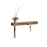 WOODS Schlüsselbrett mit Blumenvase I handgefertigt in Bayern I Nut - Schlüsselhalter I Wanddekoration aus Holz I Schlüssellablage Eichenholz I Schlüsselkasten Holz mit Reagenzglas (Eiche, 40 cm)