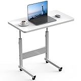 PIPIPOXER 60x40cm Laptoptisch höhenverstellbarer Schreibtisch mit drehbarer Rollen 60x40cm Computertisch mobiler Laptop-Schreibtisch auf Bodendrehung für Schlafzimmer,Büro,Bett,Sofa(Weiß)