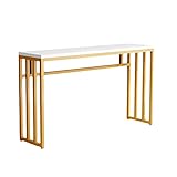 Tische für Wohnkultur Wohnzimmer-konsolentisch, Dekorativer Sofa-beistelltisch Mit Holztischplatte Und Metallrahmen, Ultradünner Ecktisch-nachttisch Eingangsbereich Akzentm(Size:80*30*80cm,Color:weiß)
