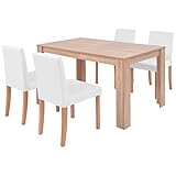 sogesfurniture Essgruppe 5-teilig, Esszimmerset mit Esstisch 140x80x75 cm, und 4 Stühlen aus Kunstleder, Rechteckig Küchentisch-Set für Wohnzimmer, Esszimmer