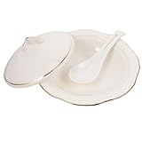 PACKOVE 1 Stück Suppenbecher Glas Salatschüssel Mit Deckel Nudelschüssel Suppenschüsseln Mit Deckel Auflauftopf Nudelschalen-Set Porzellan-Nudelteller Dampfschüssel Eintopftopf