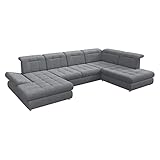 Piolo Bennos Wohnlandschaft in Tonia Dunkelgrau inkl. Ottomane rechts, mit praktischer Bettfunktion, hochwertige Polsterung, gemütliches Sofa in modernem Design