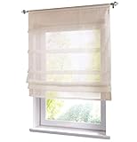 1er-Pack Raffrollo mit Tunnelzug Gardinen Voile Transparent Vorhang (BxH 100x140cm, Sand)