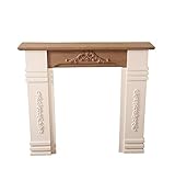 elbmöbel Kaminumrandung Kaminkonsole Landhaus Barock im Shabby Chic Weiss-Braun aus Holz schmal 110cm x 22cm x 98cm (BxTxH)