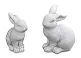 gartendekoparadies.de Massive Steinfiguren Set 2 Hasen Hase Osterhase aus Steinguss frostfest