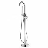 Freistehende Armatur Badewanne Wasserhahn Drehen Auslauf mit Handbrause Schlauch Badezimmerarmatur Wannenarmaturen Bathroom Faucet